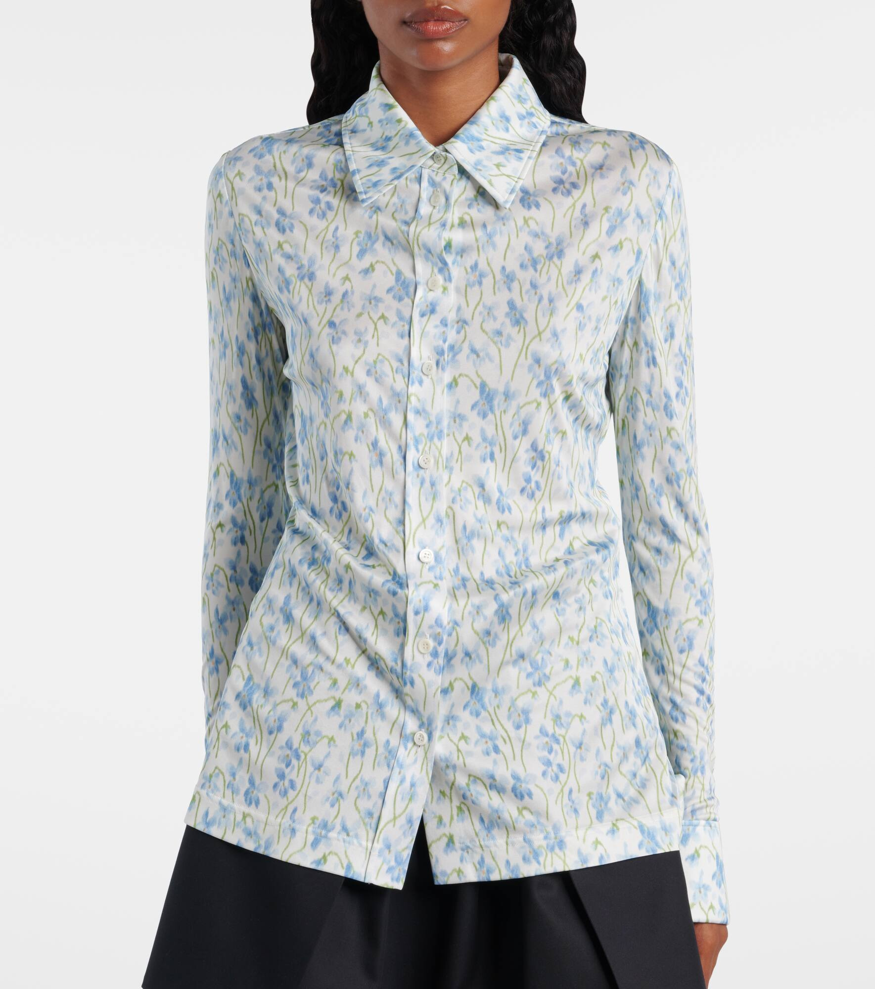 Floral satin jersey shirt - 7