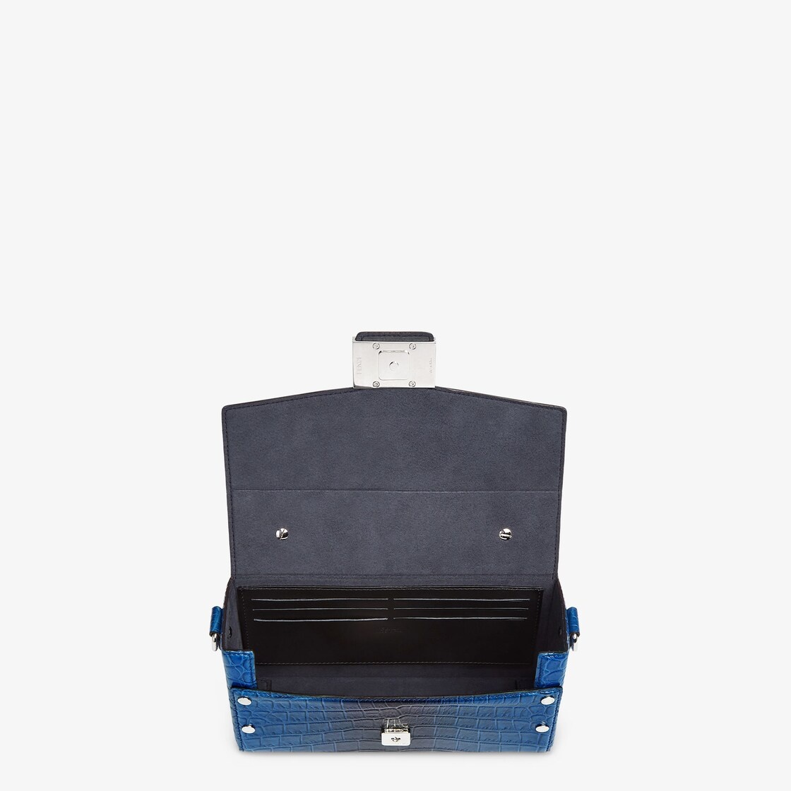 Soft Trunk Baguette bag made of exquisite matte crocodile leather in graduated blue tones. Flap with - 4