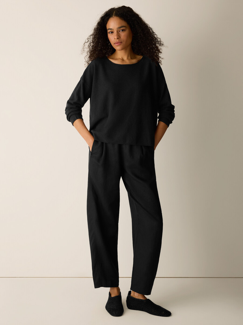 Organic Linen Cotton Jewel Neck Box-Top 3