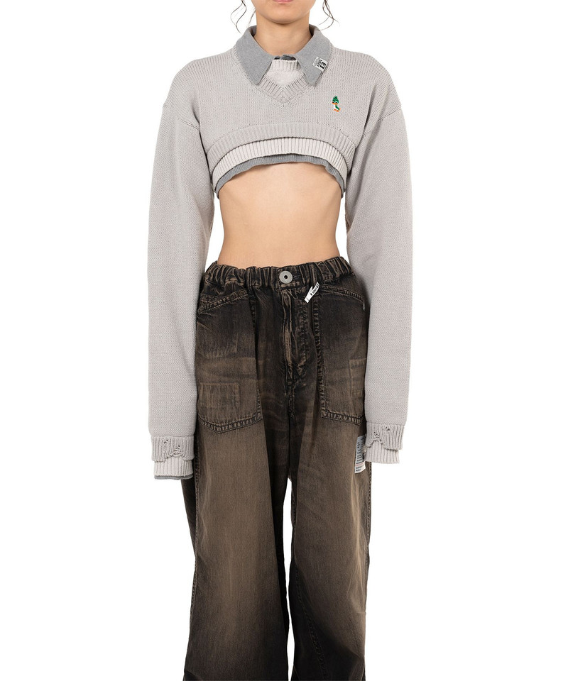 Triple Layered Cropped Knit Sweater 9