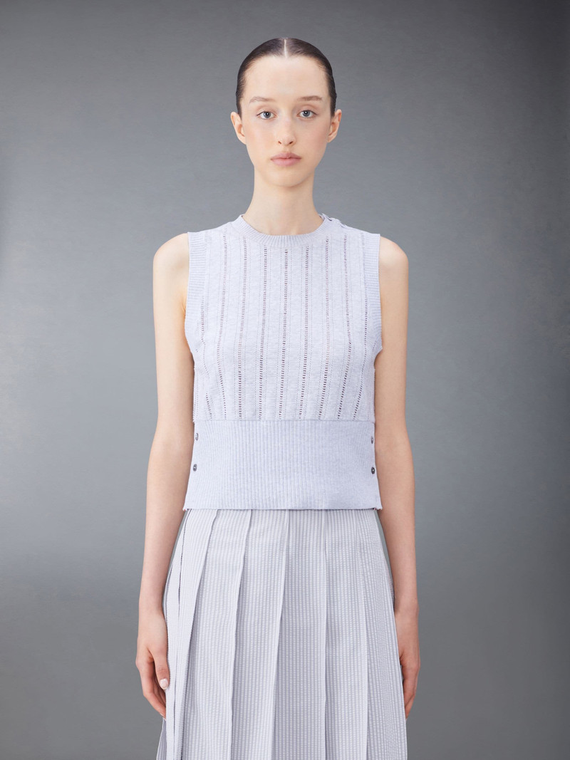 button-detail pointelle-knit vest 1