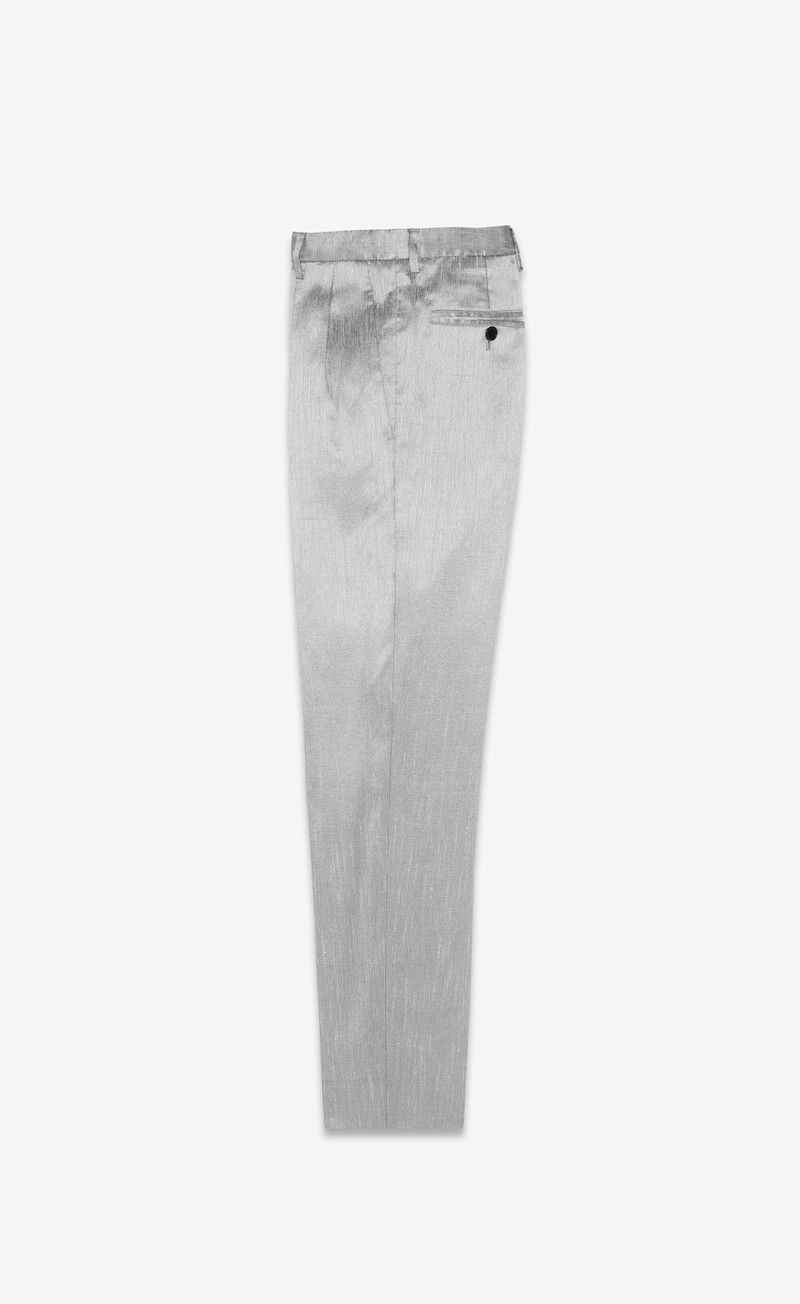 SAINT LAURENT high-rise pants in silver shantung outlook