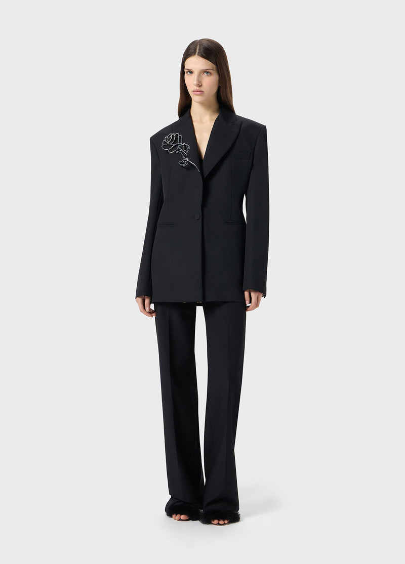 WOOL JACKET WITH LASER-CUT EMBROIDERY AND RHINESTONES 5