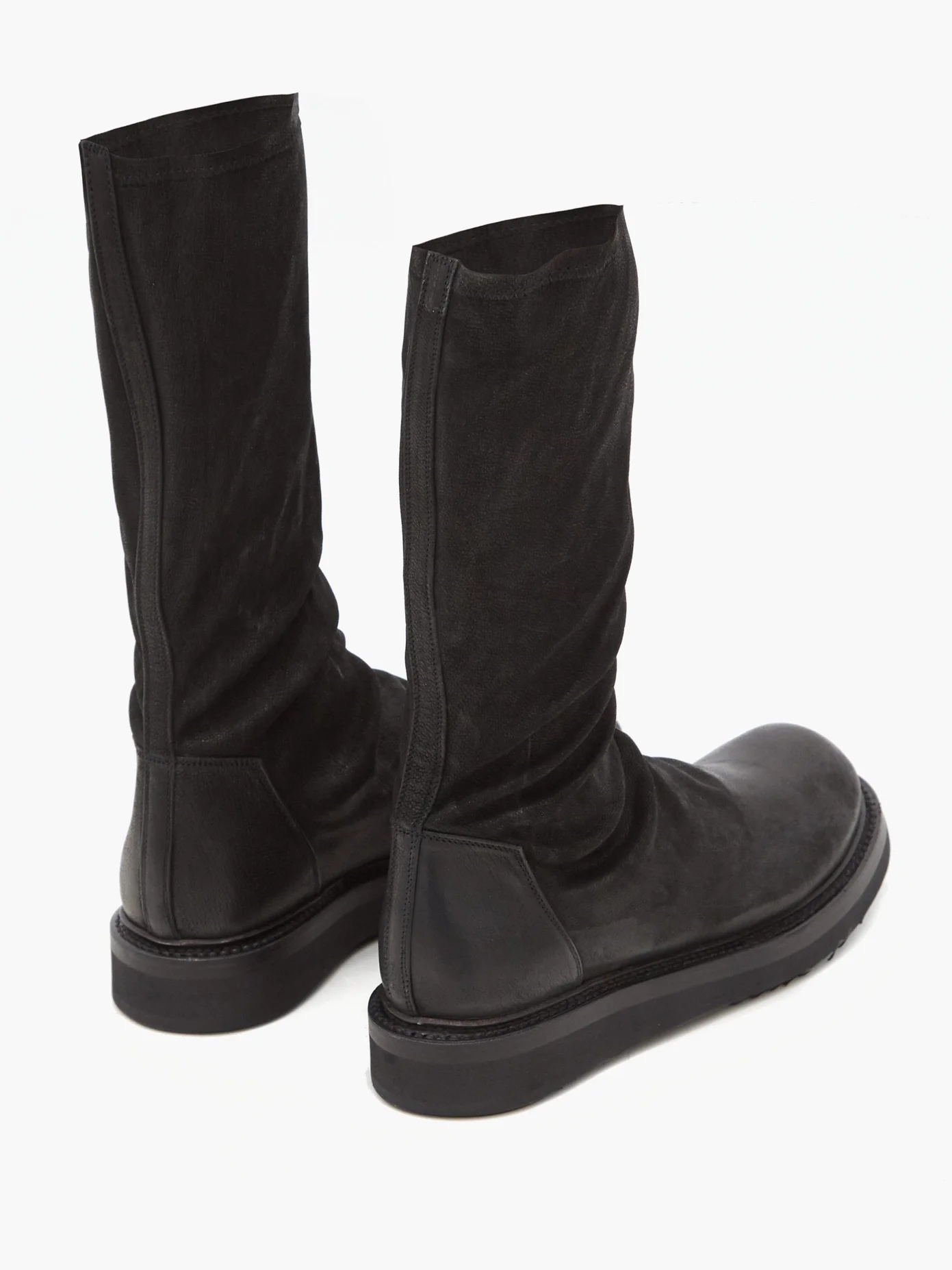 Stretch-suede and leather mid-calf boots - 4