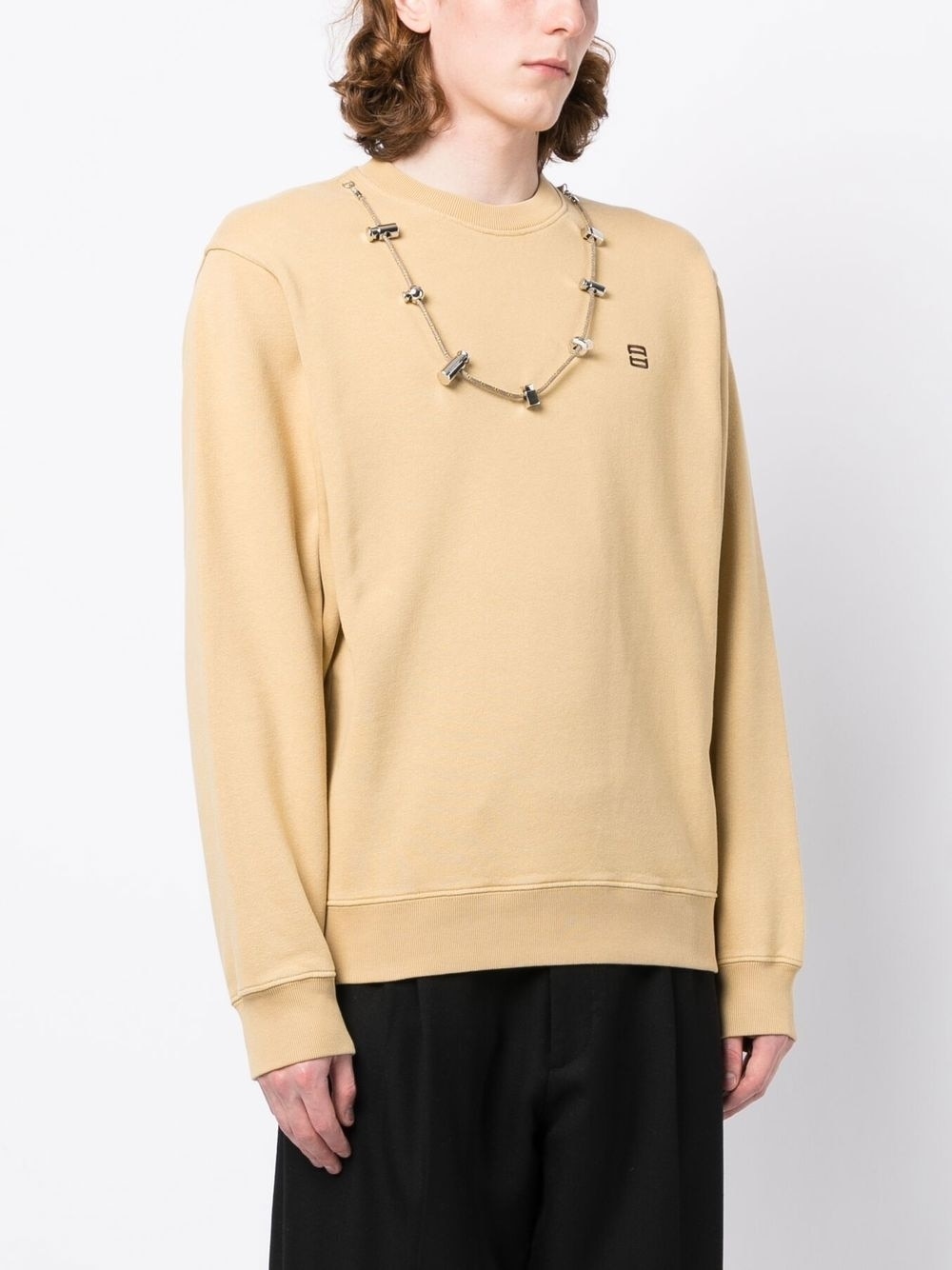 stopper-detail cotton sweatshirt - 3