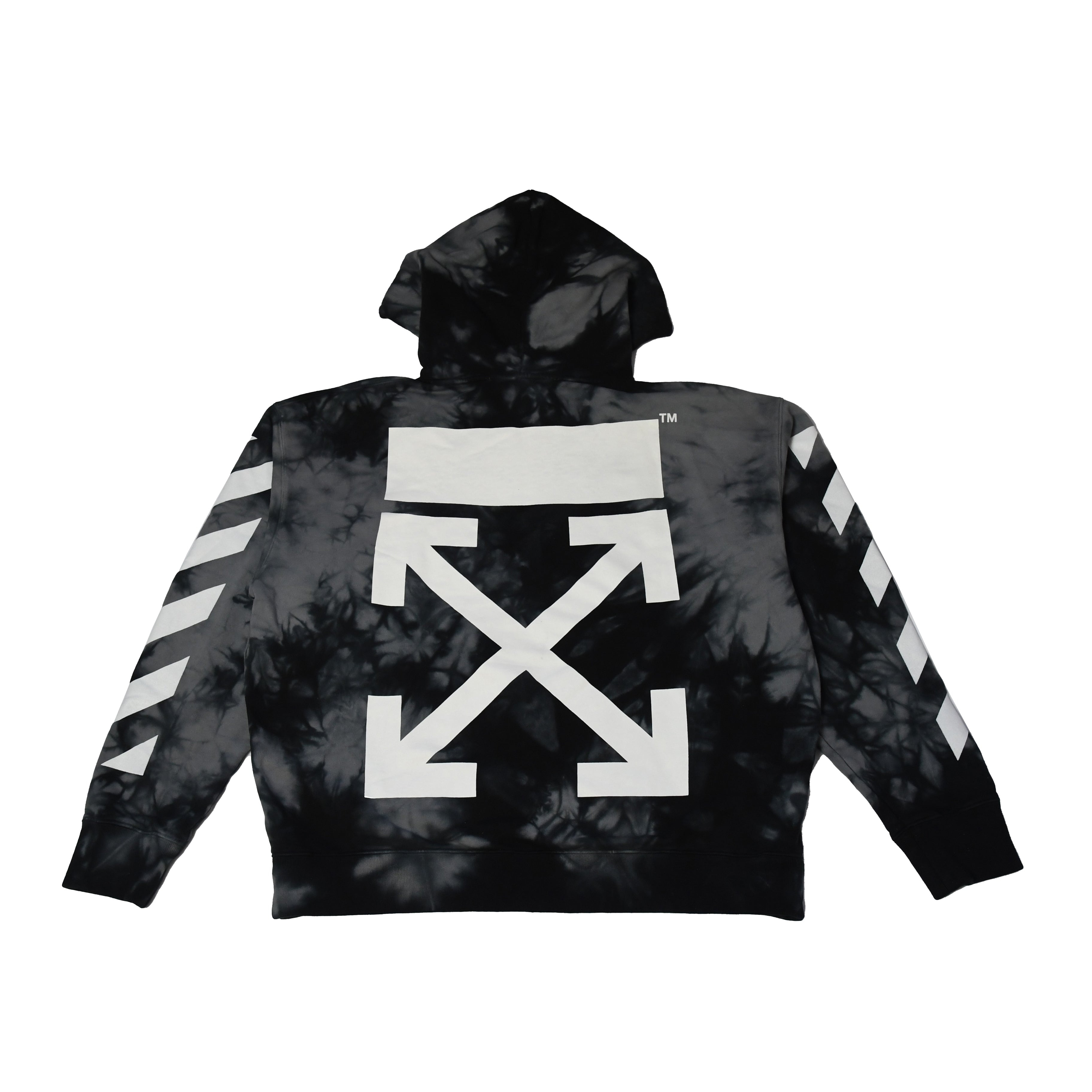 Off-White Diag Arrow Tie Dye Skate Hoodie Grey Black - 2