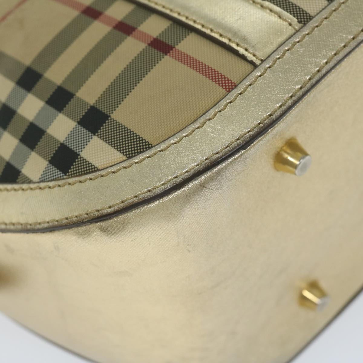 Burberry Nova Check Hand Bag Nylon Canvas Beige - 16