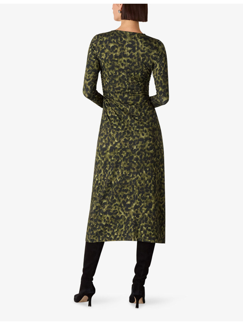 Ruched Animal-Print Stretch-Jersey Midi Dress 3