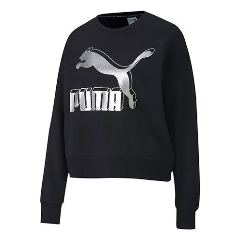(WMNS) PUMA Casual Printing Round Neck Black 597405-71 - 1