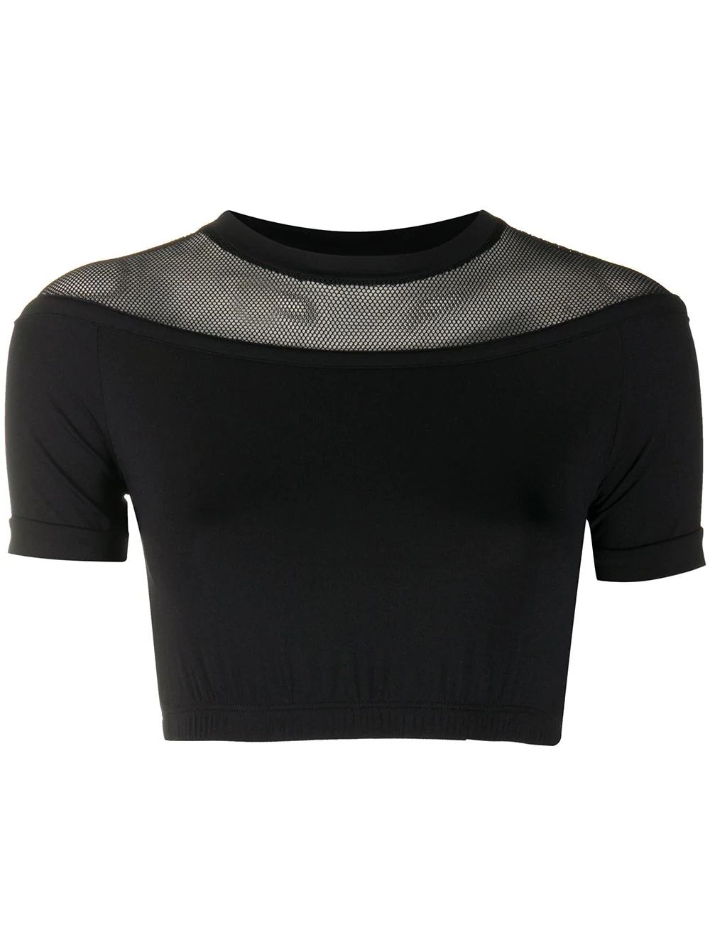 mesh panel cropped T-shirt - 1