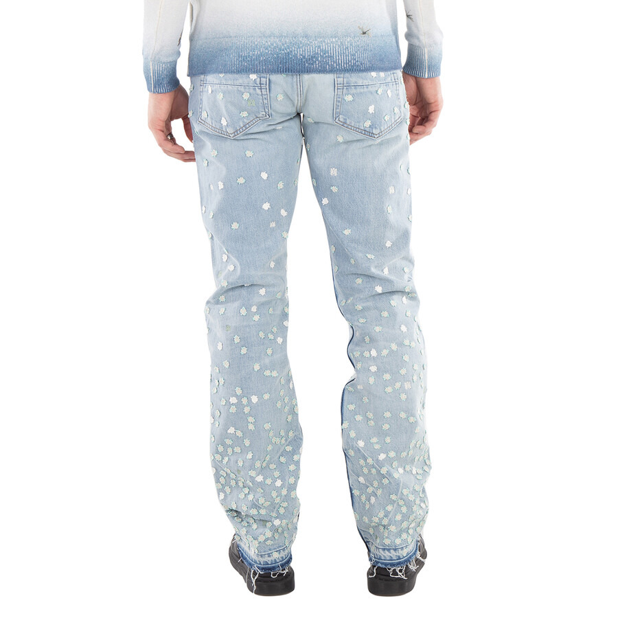 Amiri Men's Blue Floral Appliqued Straight Jeans - 3