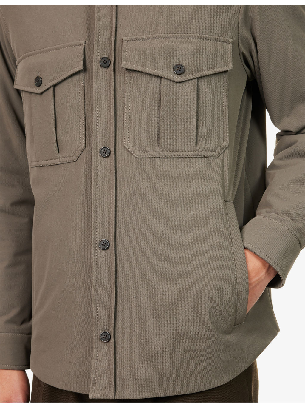 Quilted Patch-Pocket Woven Shacket - 6