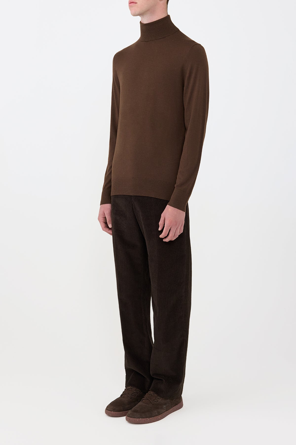 Jermaine Knit Turtleneck in Chocolate Merino Wool - 3