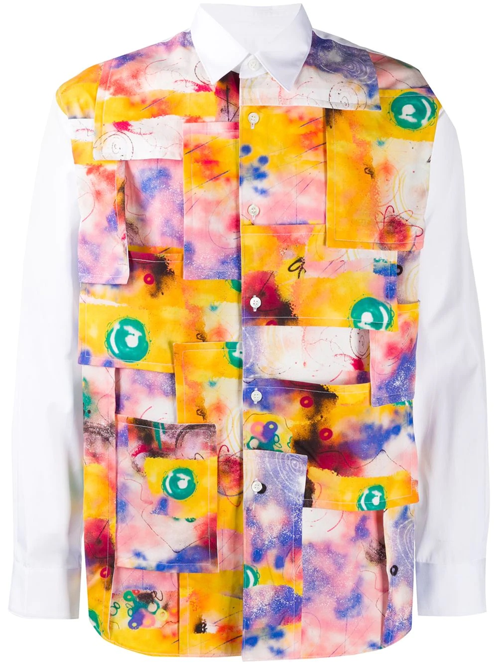 abstract patchwork print shirt - 1