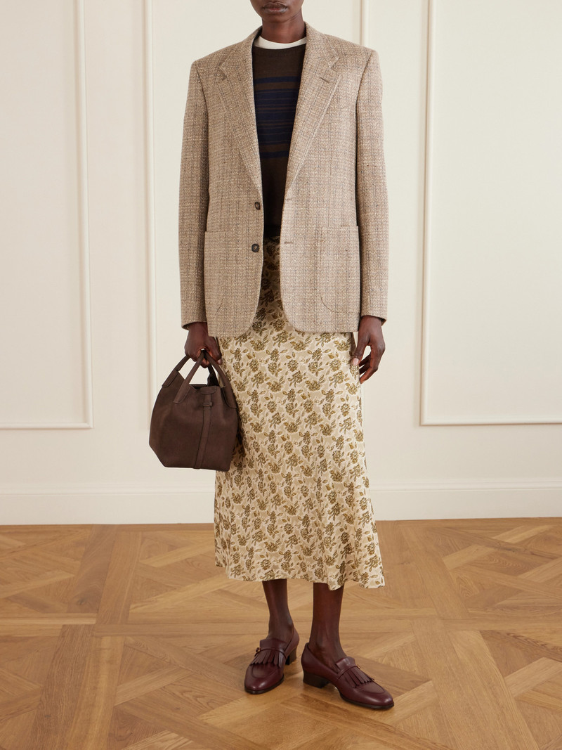 Loro Piana Simona Fil Coupé Silk-jacquard Midi Skirt outlook