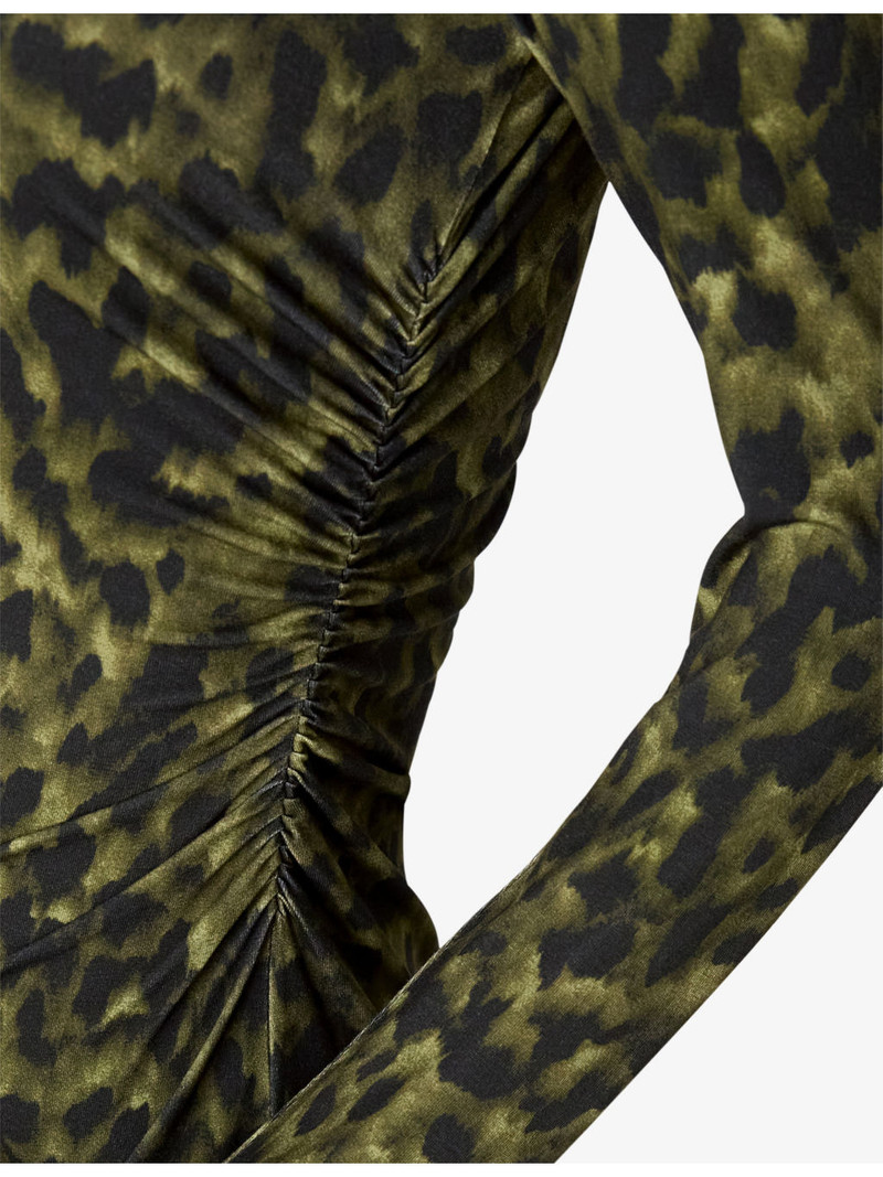 Ruched Animal-Print Stretch-Jersey Midi Dress 4