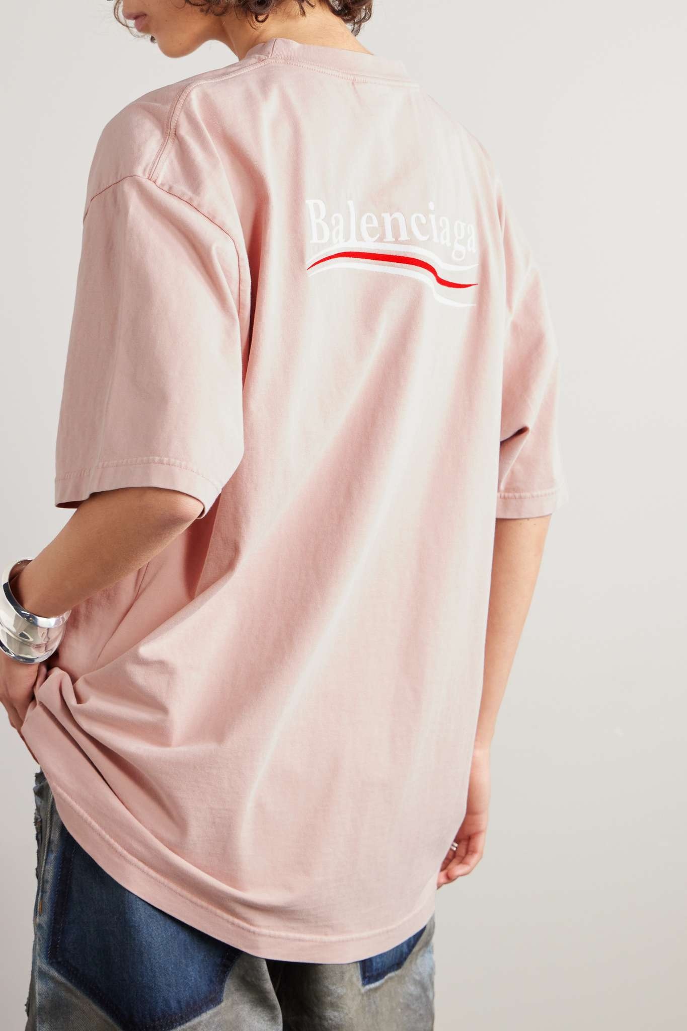 BALENCIAGA Oversized embroidered cotton-jersey T-shirt