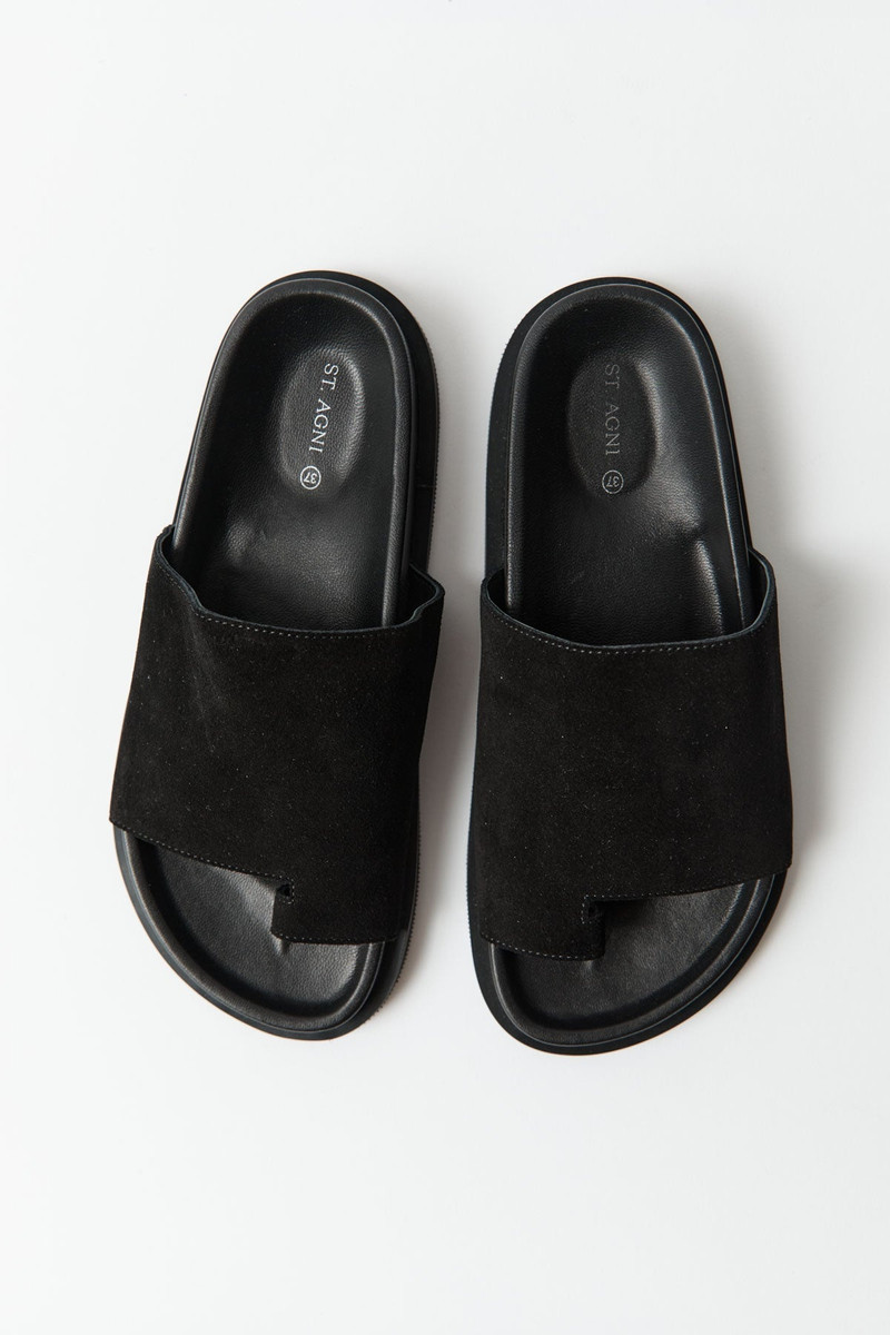 Loe Suede Slide - Black 1
