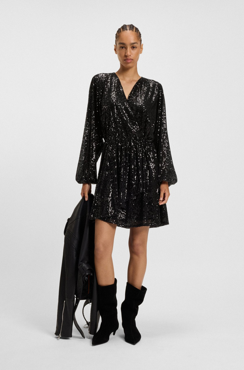 BOSS WRAP-FRONT DRESS WITH SEQUIN EMBELLISHMENTS outlook