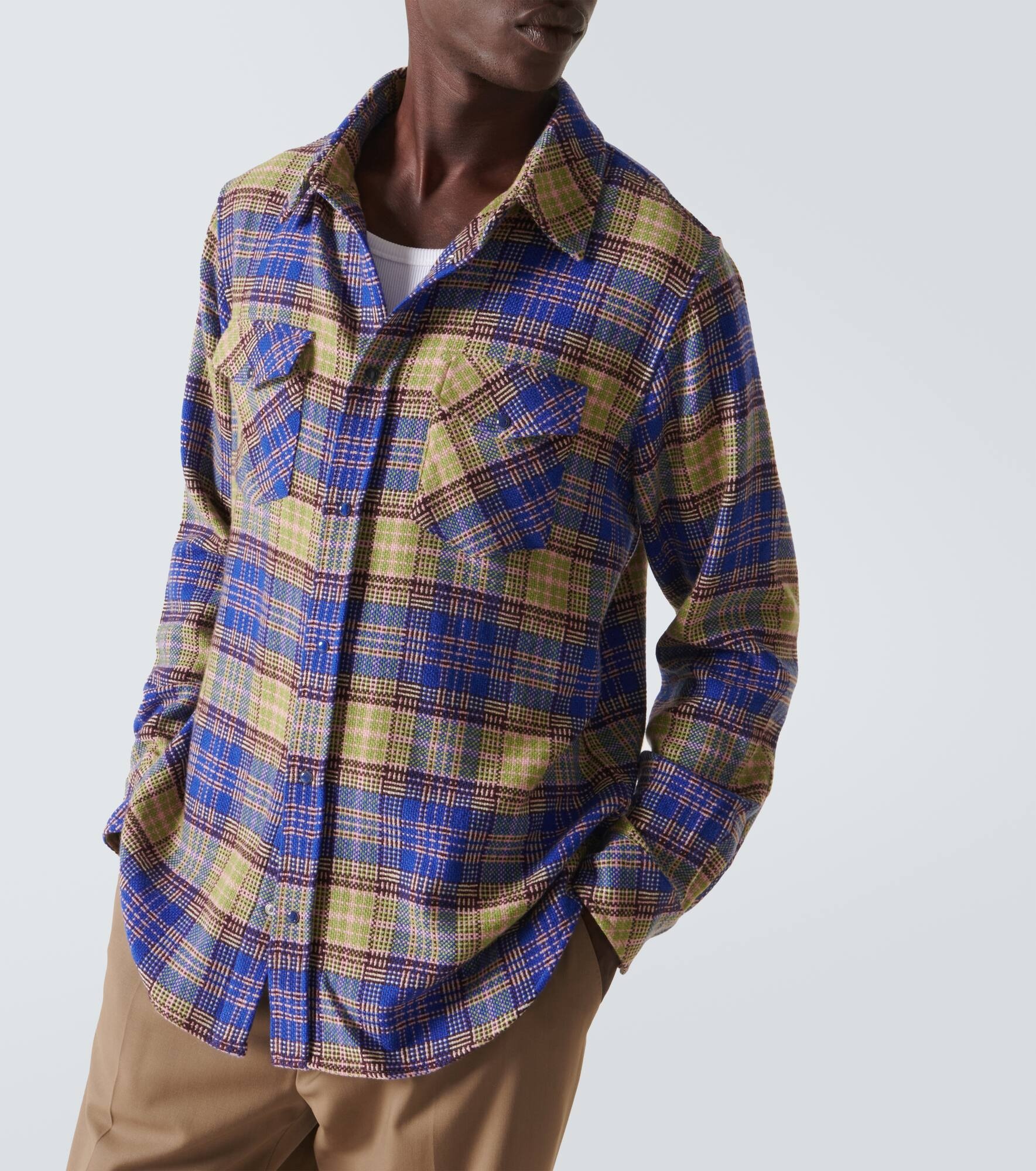 Tartan cashmere shirt - 5