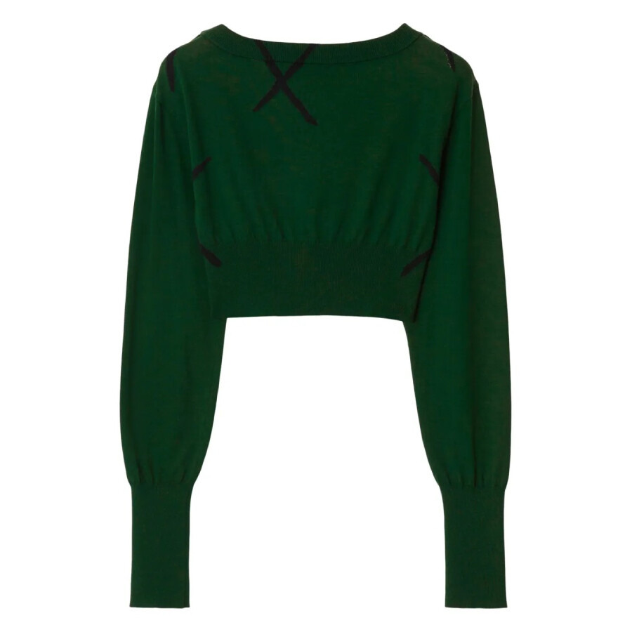 Burberry Argyle Fine-Knit Cropped Sweater - 2