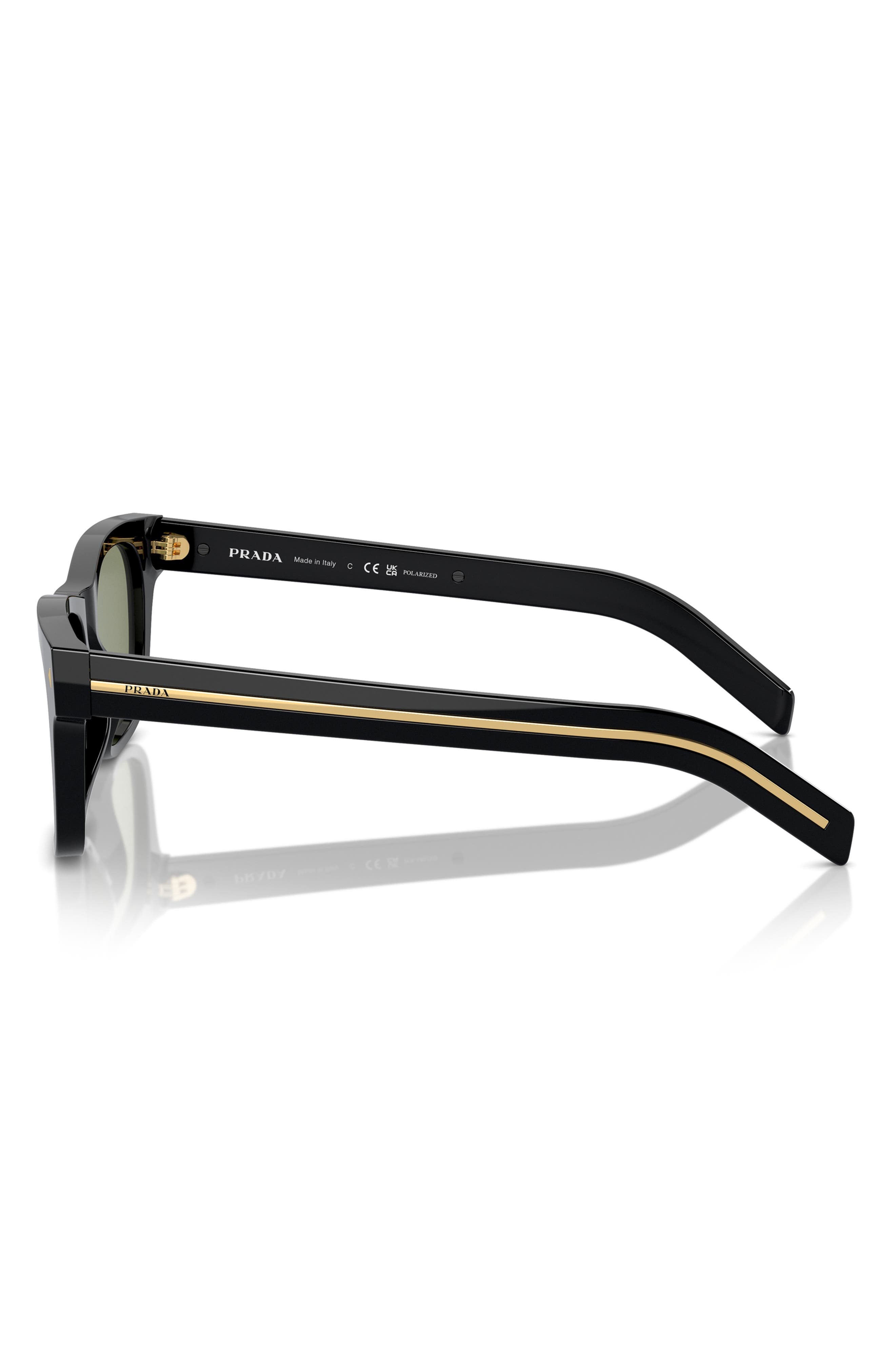 Prada 51mm Polarized Rectangular Sunglasses in Black at Nordstrom - 5