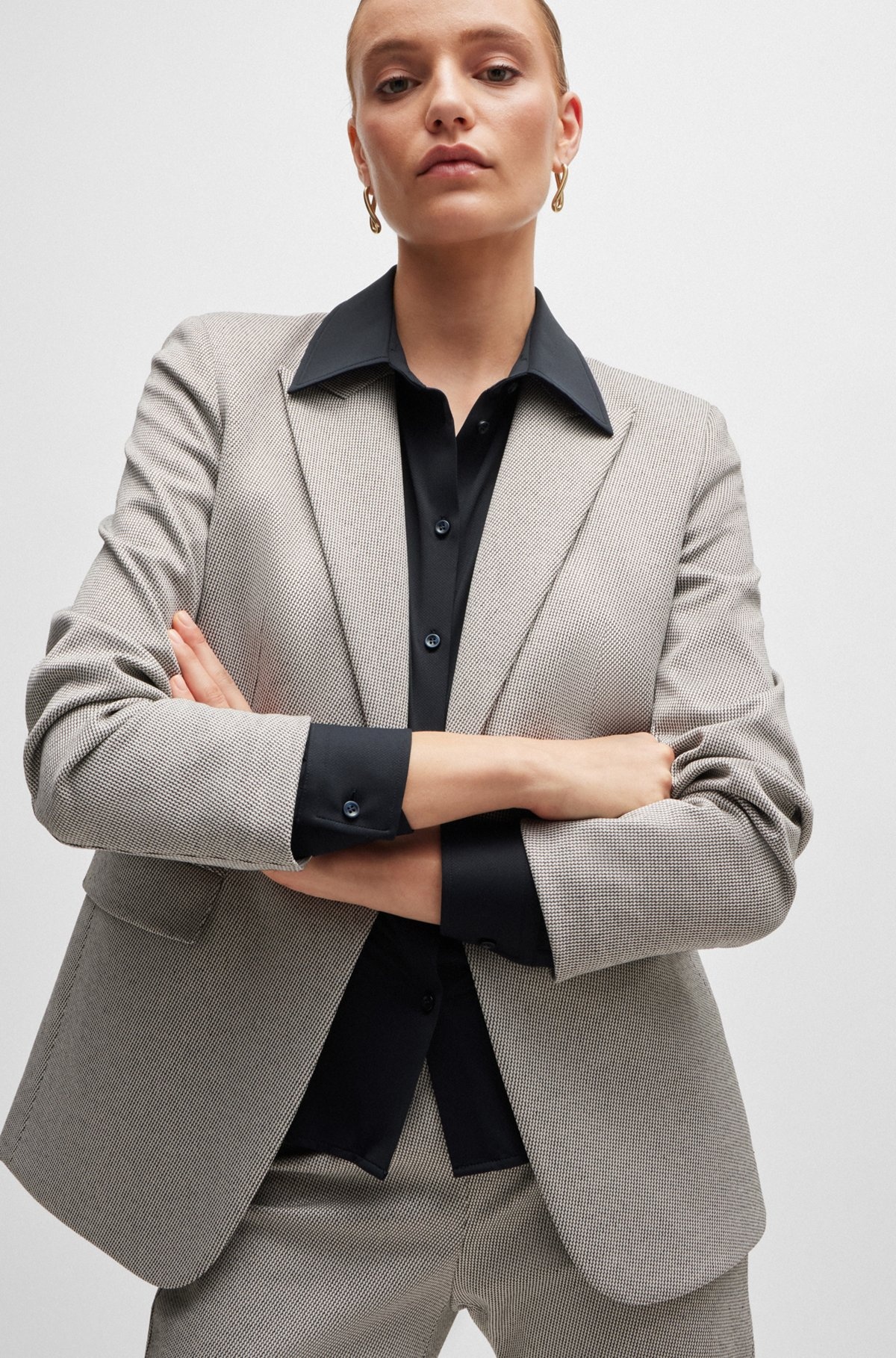 EXTRA-SLIM-FIT BLOUSE IN ITALIAN PERFORMANCE-STRETCH DOBBY - 6