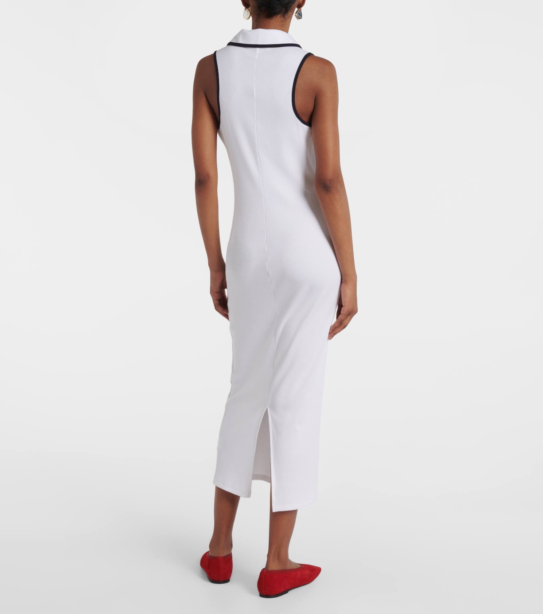 Darien ribbed-knit cotton-blend polo dress - 3