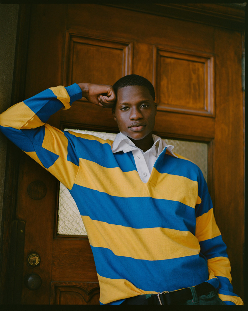 J. PRESS MADE-IN-USA ROYAL & GOLD GUARD STRIPE COTTON RUGBY outlook