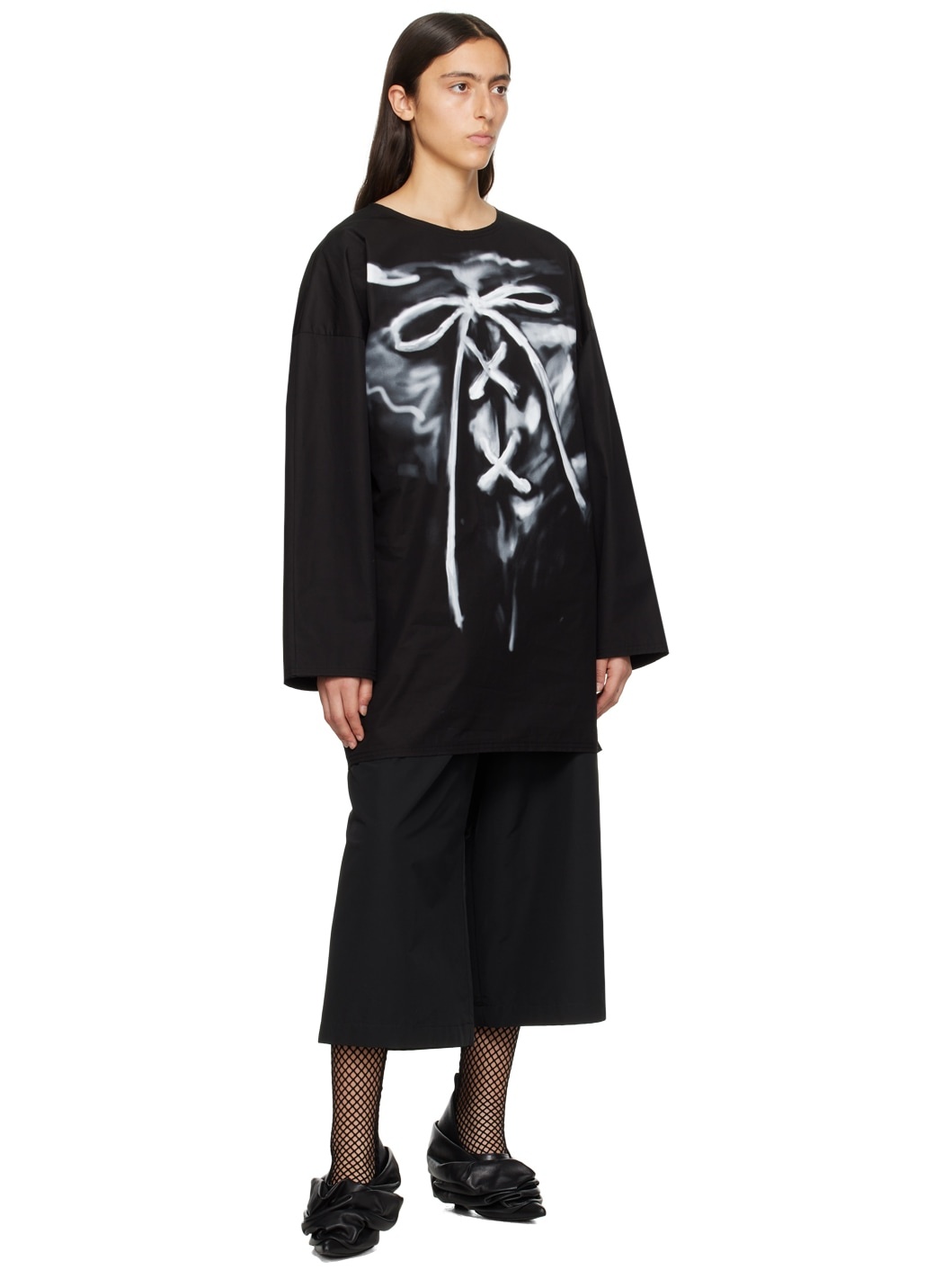 Black Raw Edge Long Sleeve T-Shirt - 4