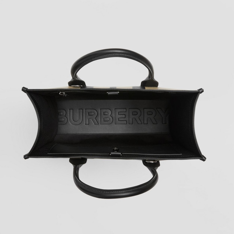 Exaggerated Check and Leather Tote 4