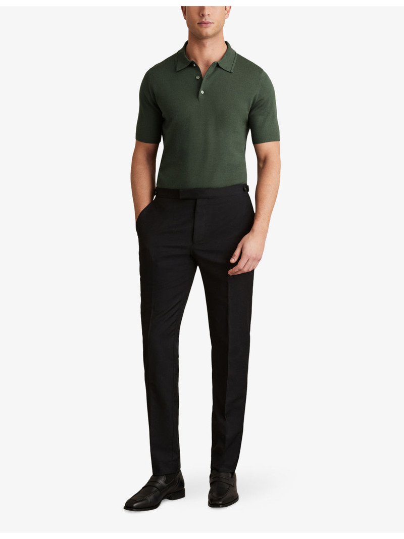 REISS Manor Half-Button Short-Sleeve Merino-Wool Polo Shirt outlook