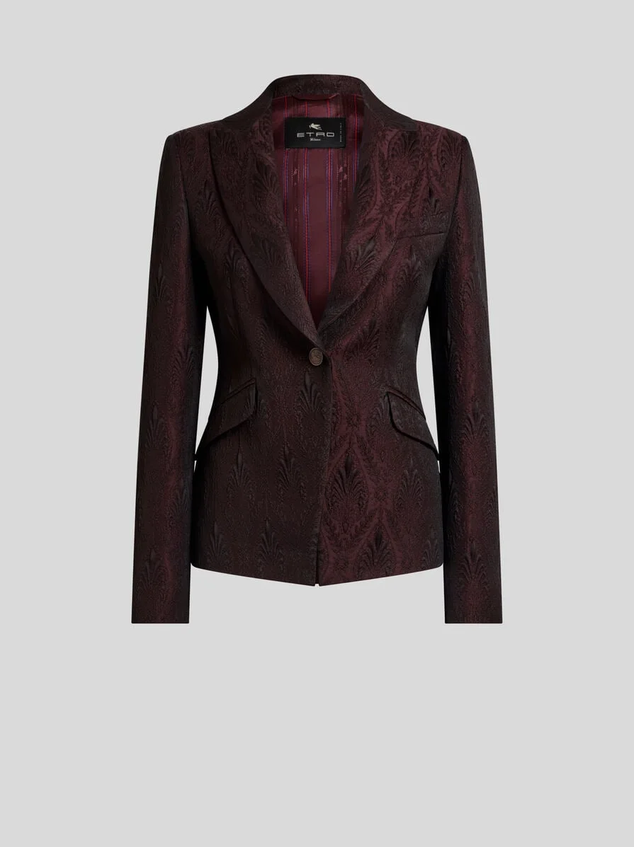 SINGLE-BREASTED JACQUARD JACKET WITH FLORAL MEDALLION MOTIF - 1
