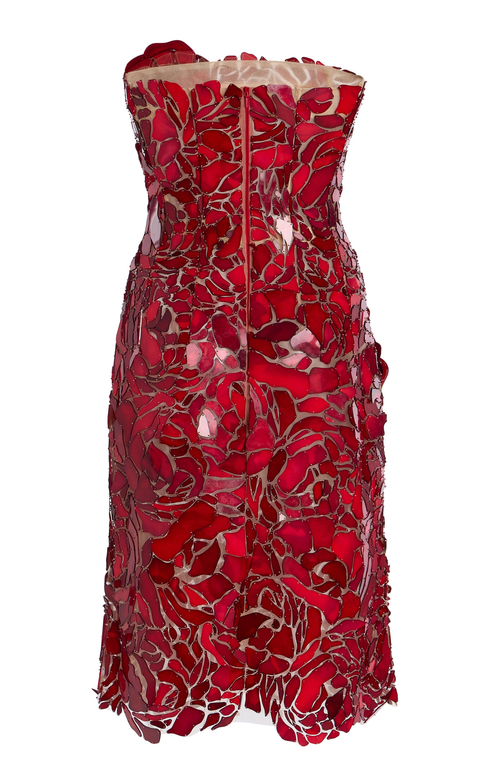 Mosaic-Embellished Tulle Mini Dress red - 6