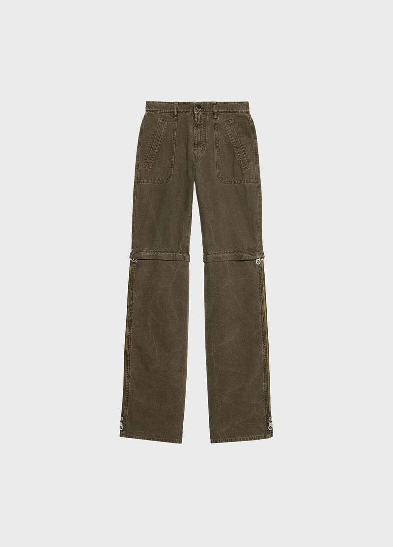 STRAIGHT LEG CANVAS PANTS WITH ZIP 1