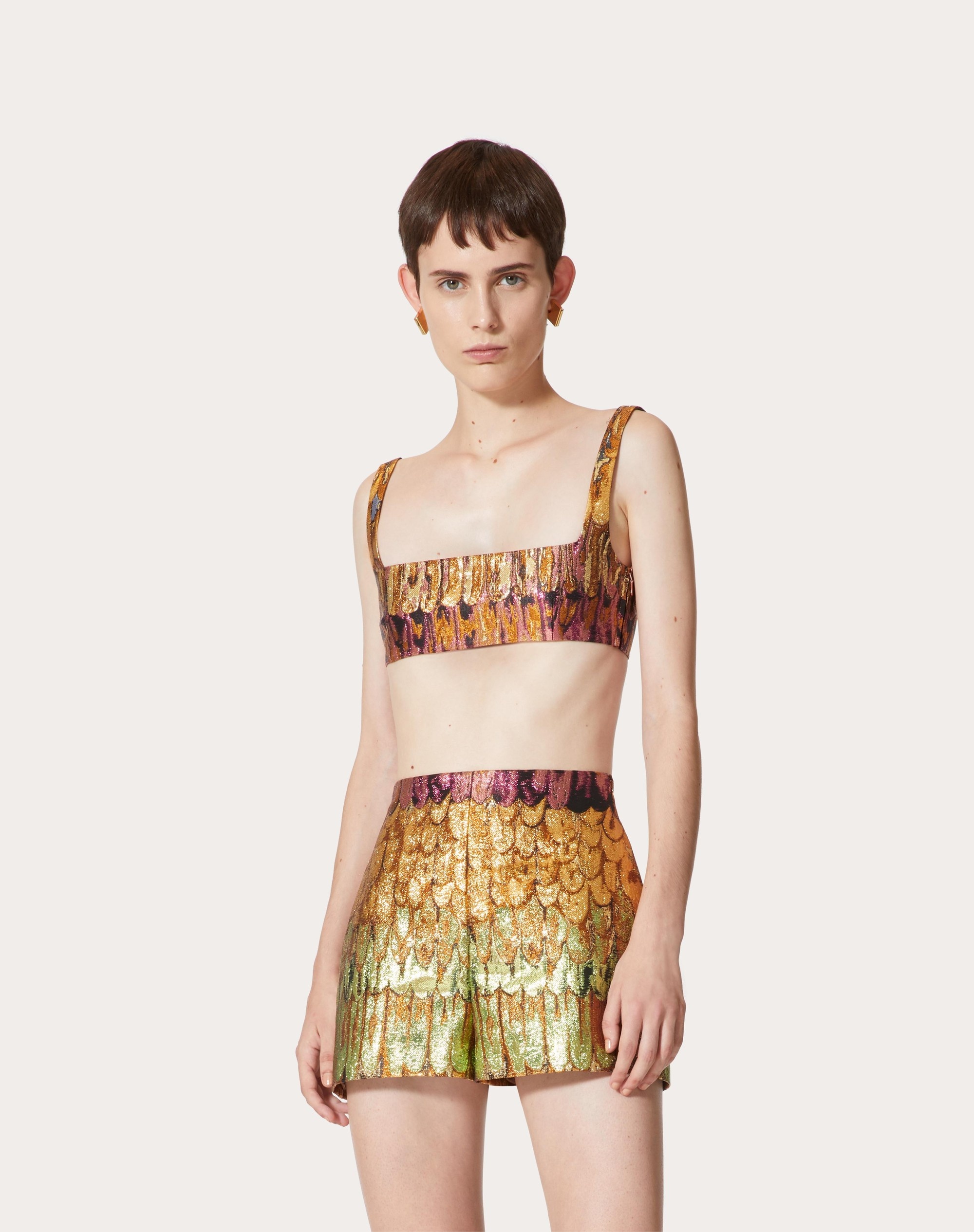 VALENTINO GOLDEN WINGS MULTICOLOR BROCADE BRALETTE - 3