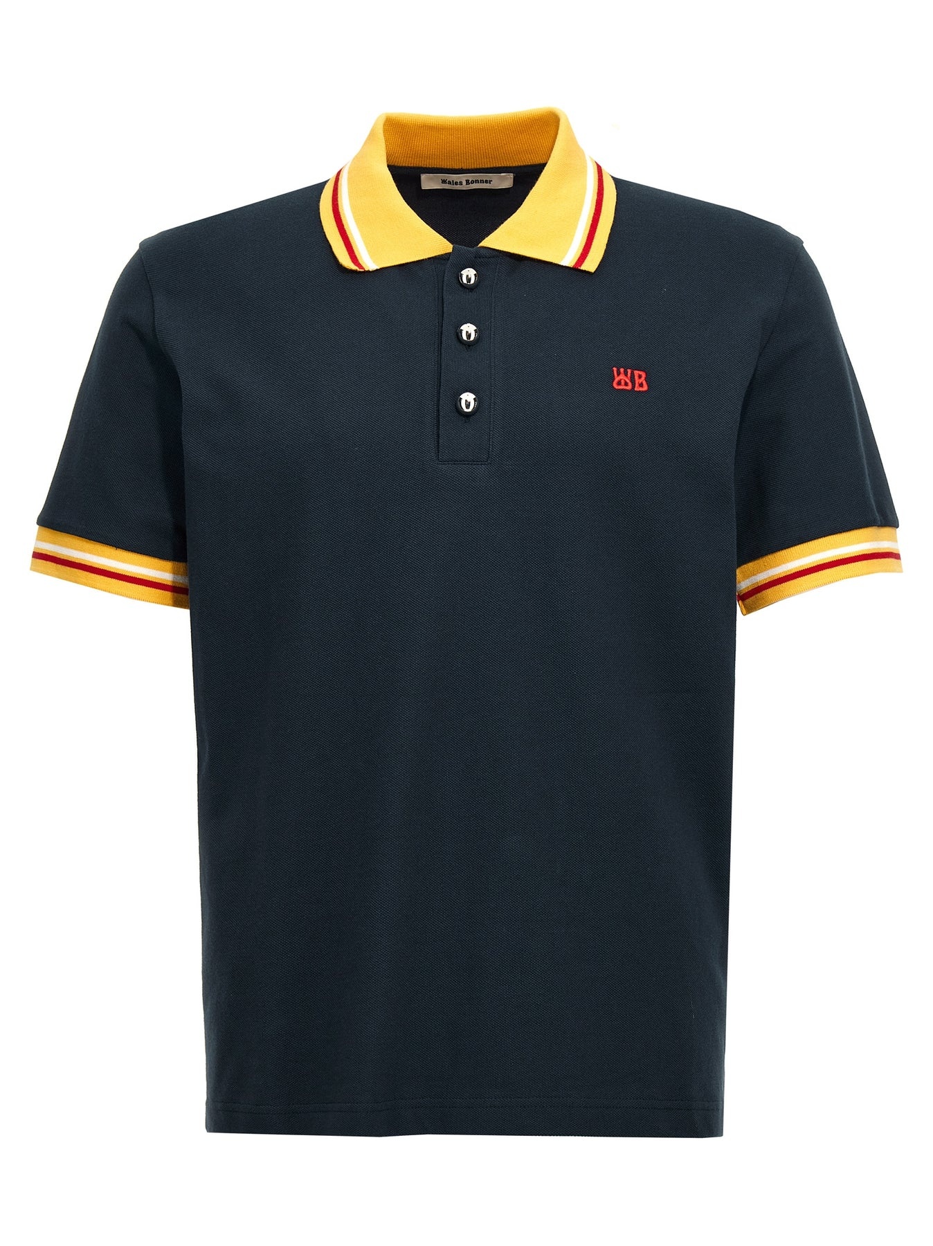 WALES BONNER｜SHORT-SLEEVED PIQUE/COLLAR (MS24JE11 JE05 wales-bonner-sun-polo-navy-