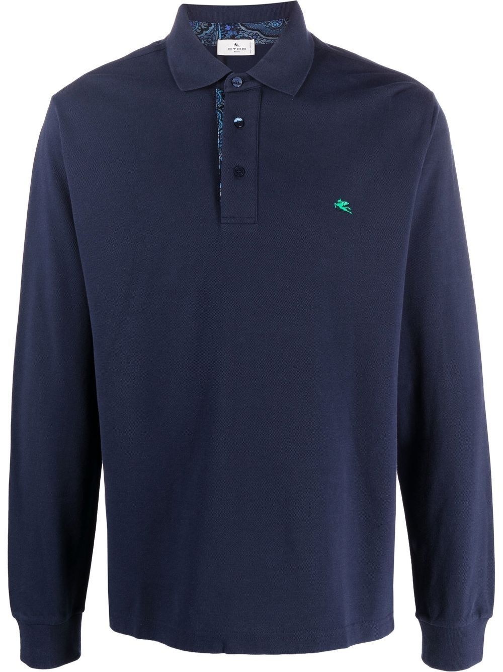 embroidered-Pegaso long-sleeve polo shirt - 1