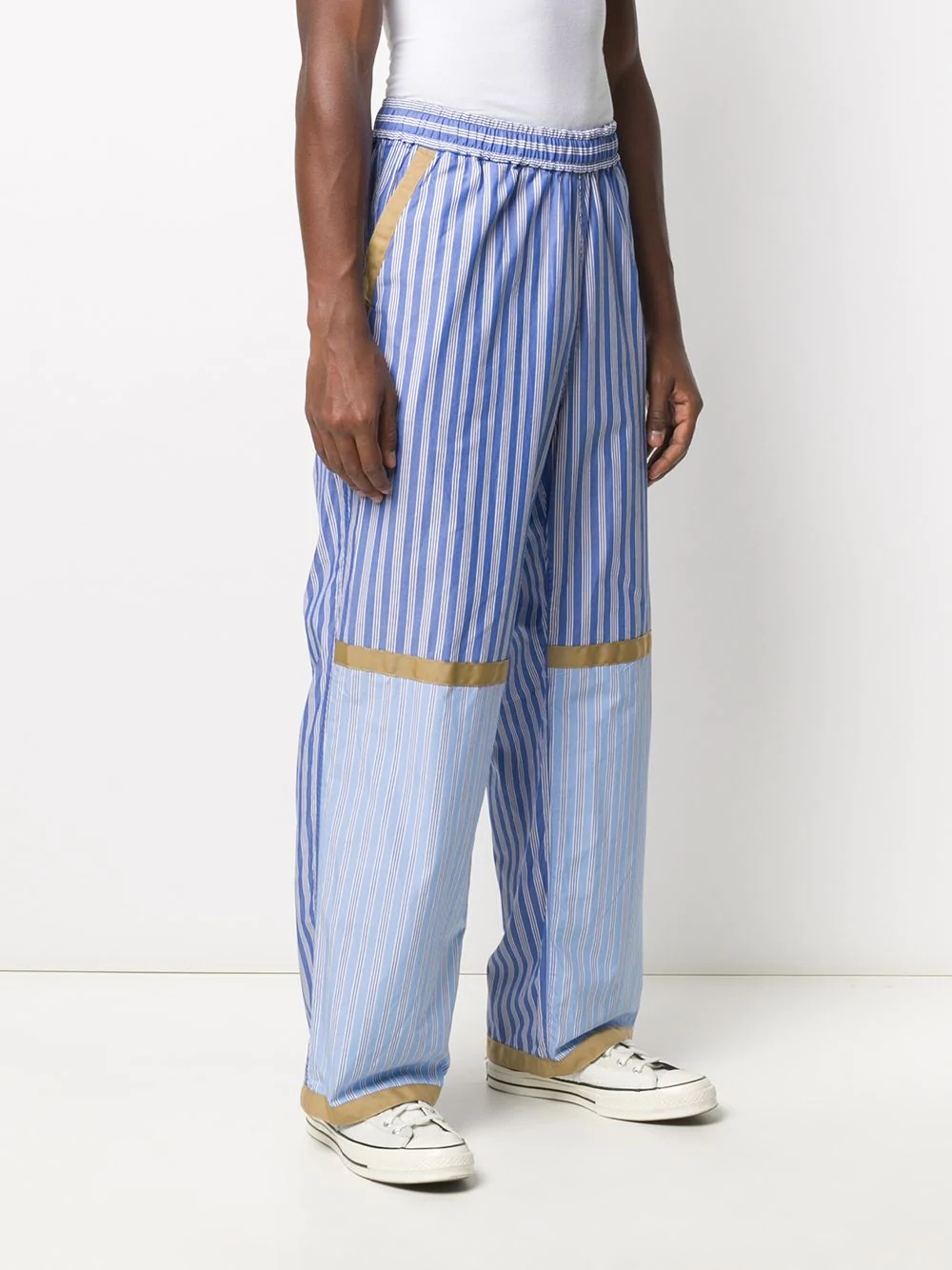 panelled striped trousers - 3