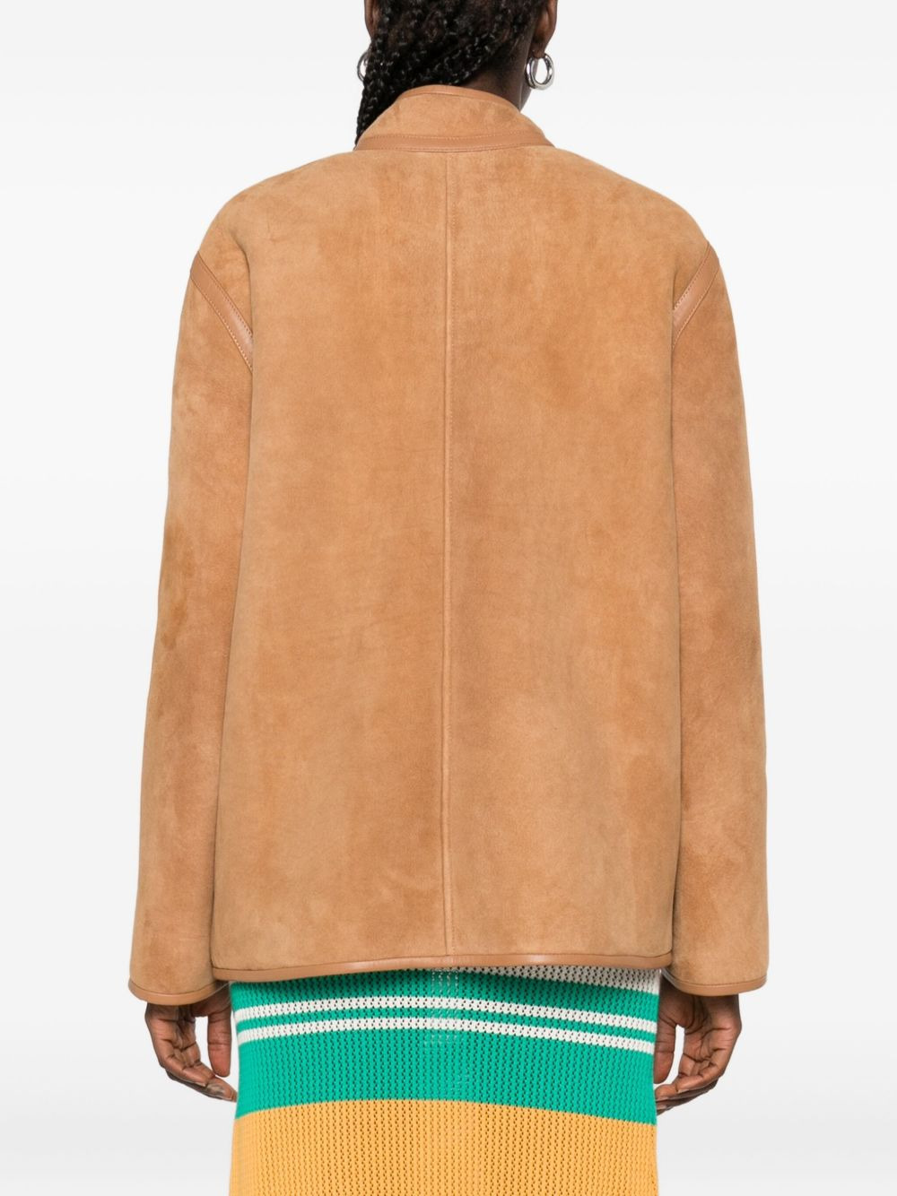 button-up suede jacket - 4