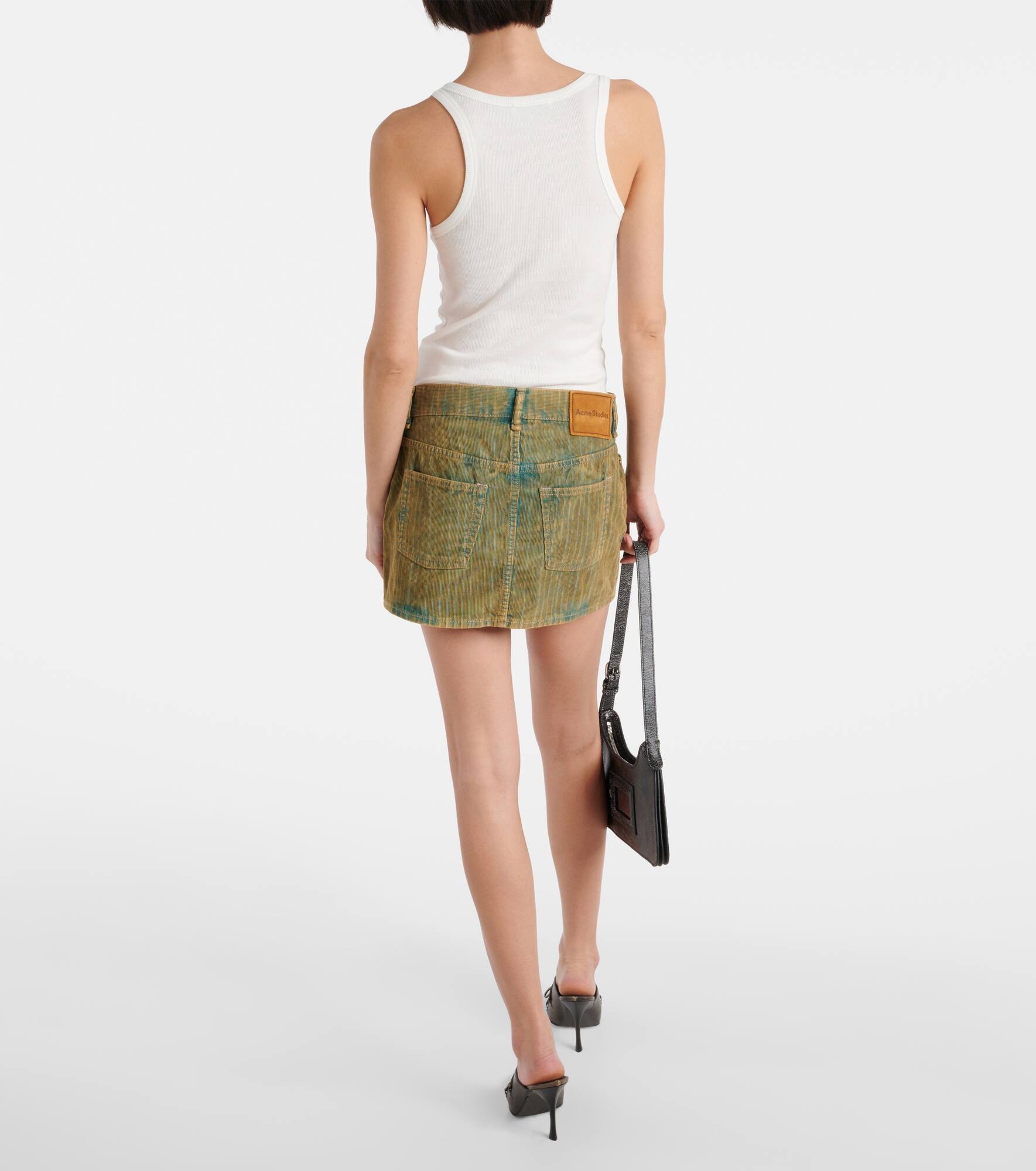 Faded denim corduroy miniskirt - 3