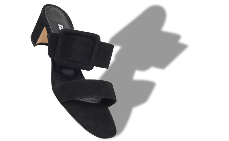 Manolo Blahnik Black Suede Mules outlook