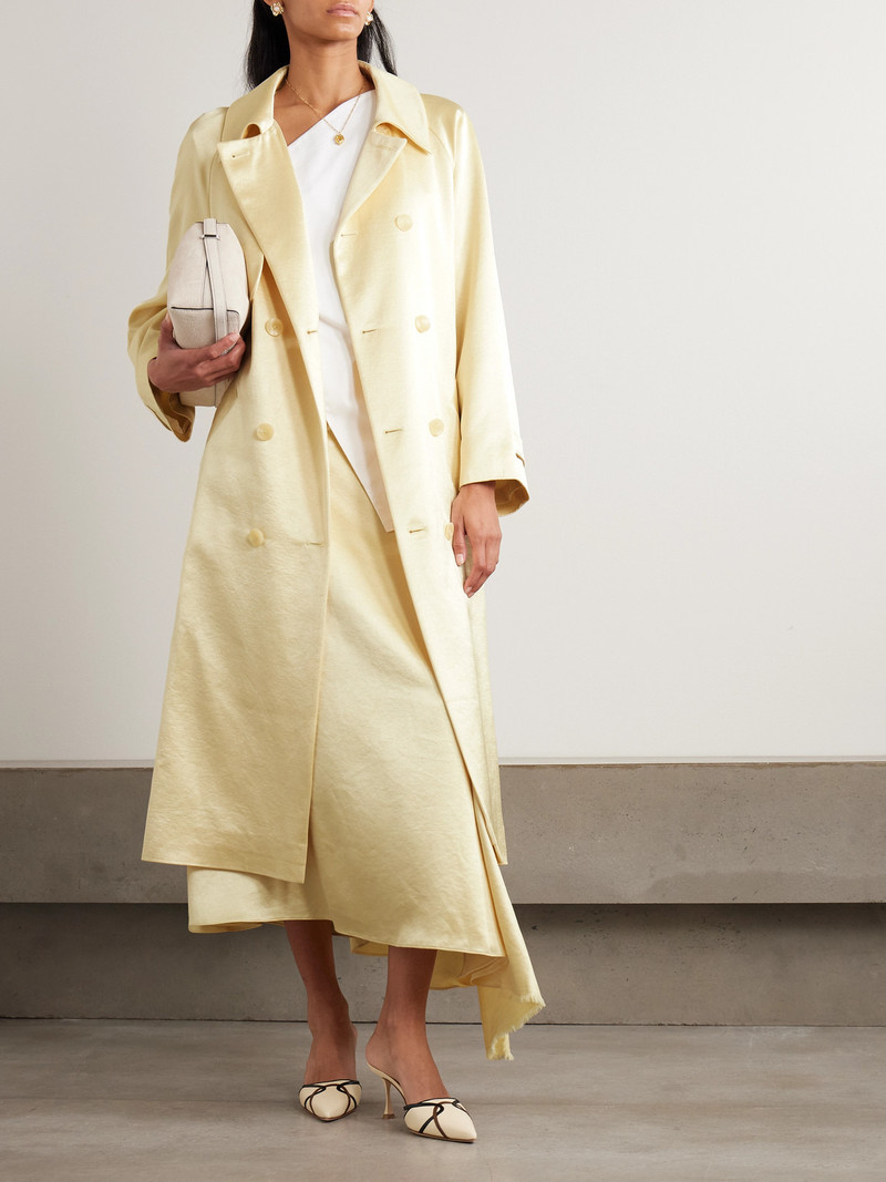 ABADIA Double-breasted Satin-twill Trench Coat outlook