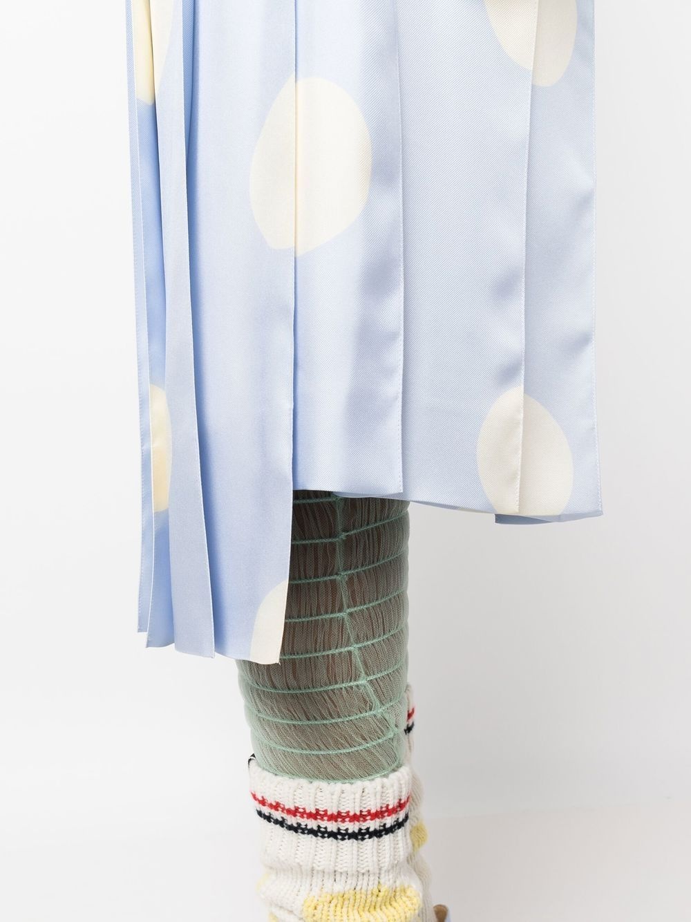polka-dot print pleated silk skirt - 5
