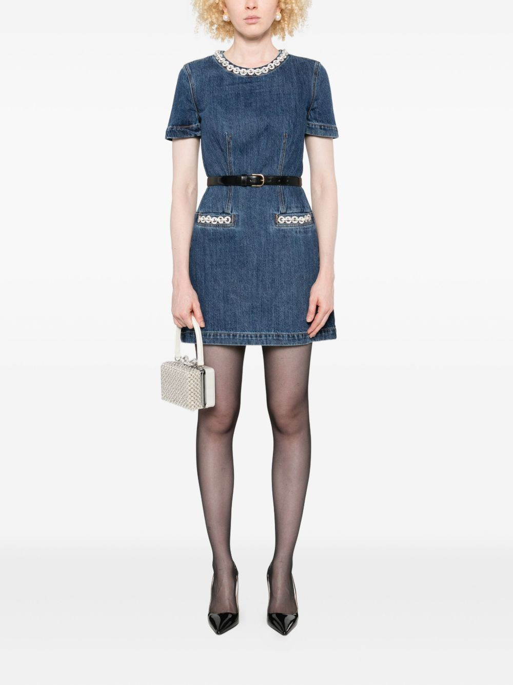 embellished-pocket denim mini dress - 2
