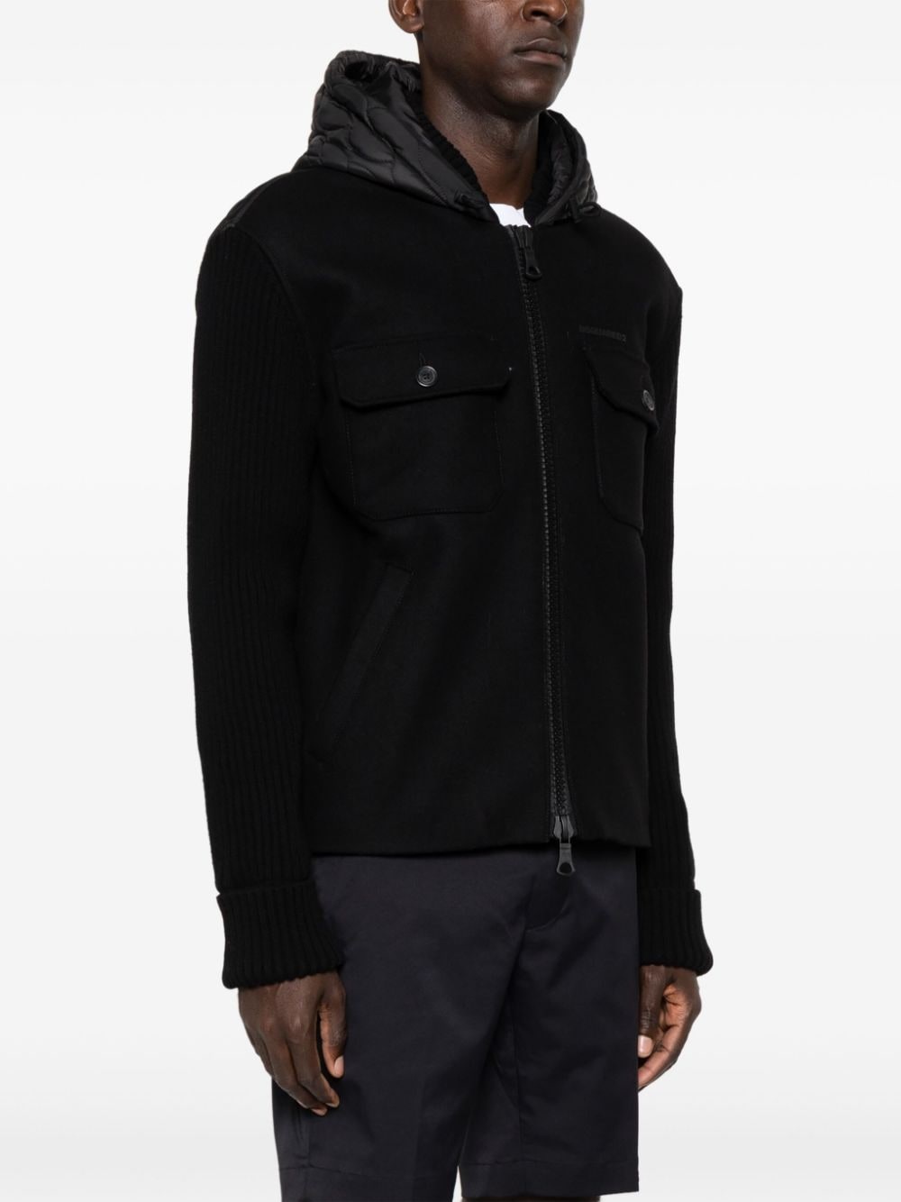contrast-panel hooded jacket - 3