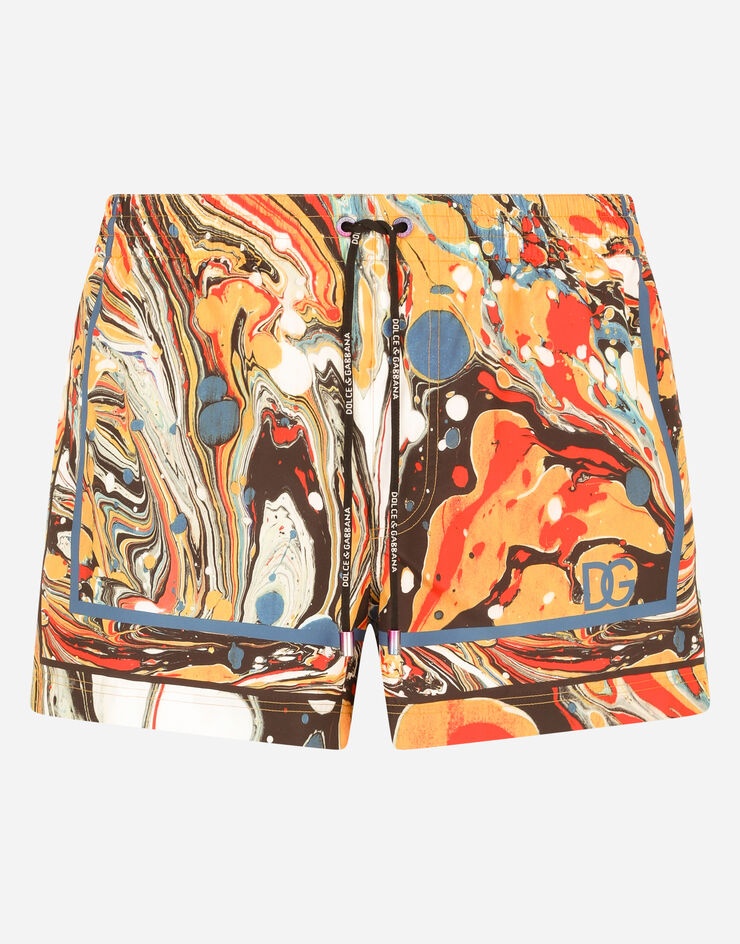 Short swim trunks with marbled print - 1