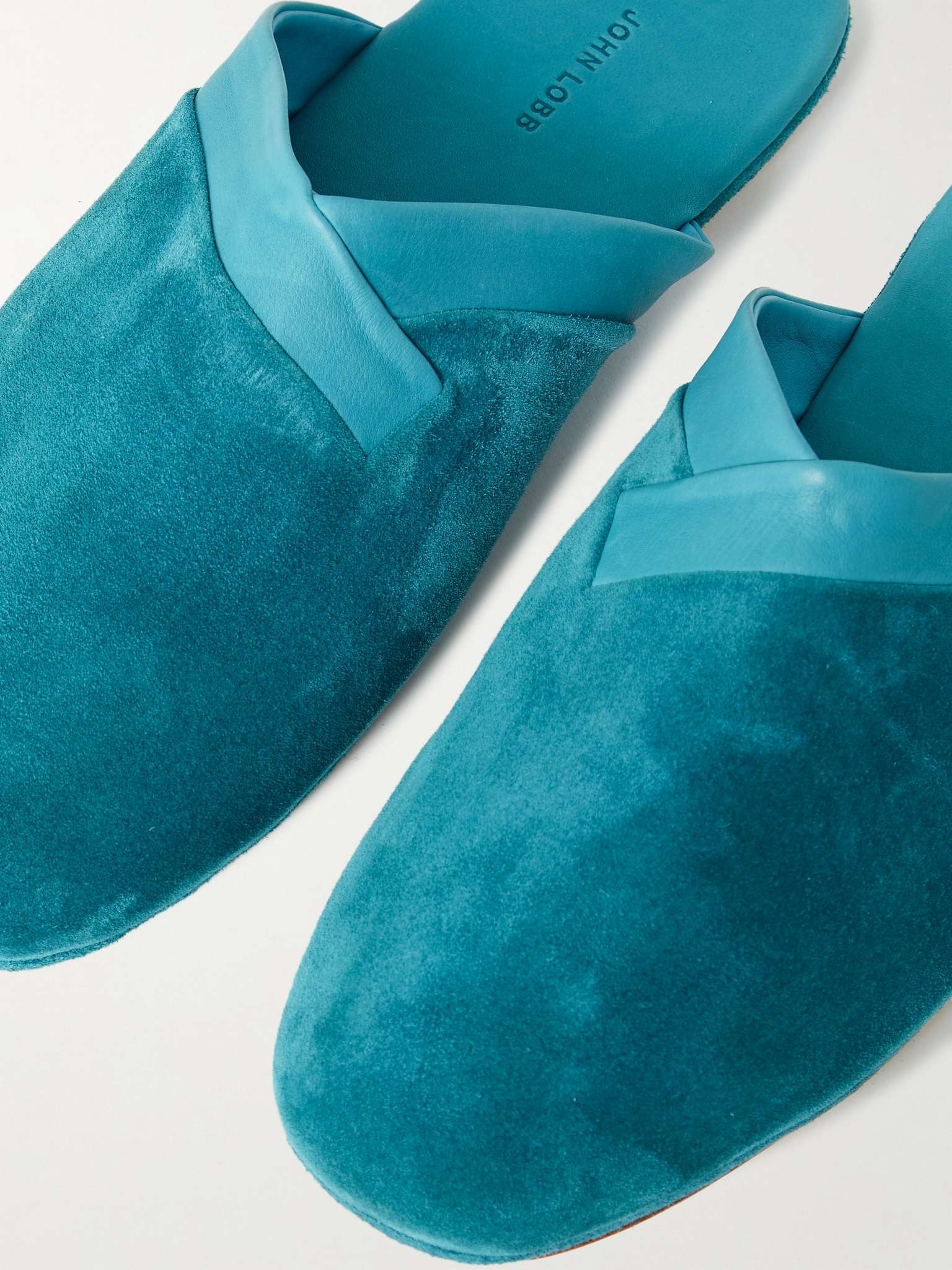 Knighton Leather-Trimmed Suede Slippers - 6