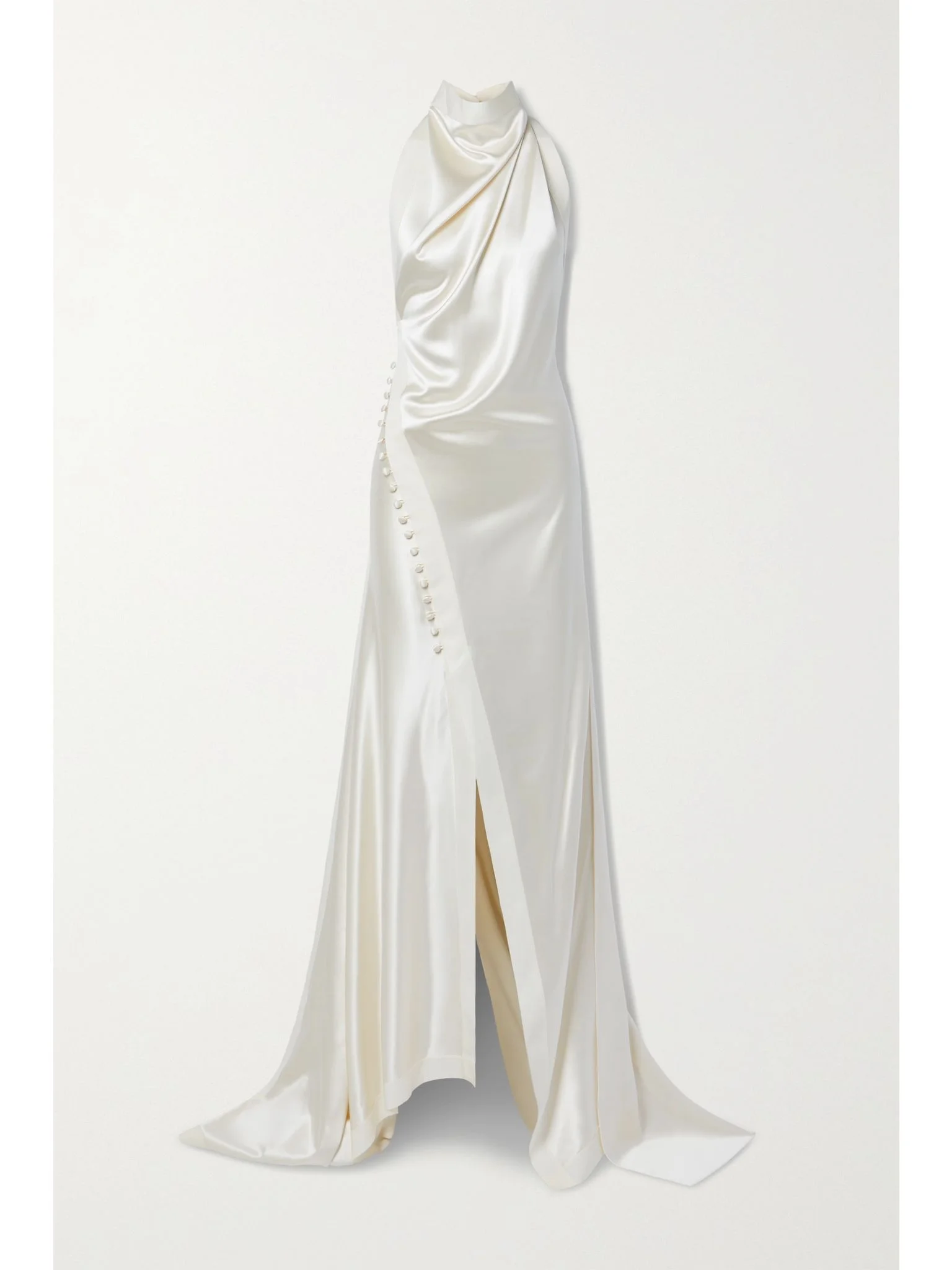Sasha draped silk-charmeuse halterneck gown Ivory - 1