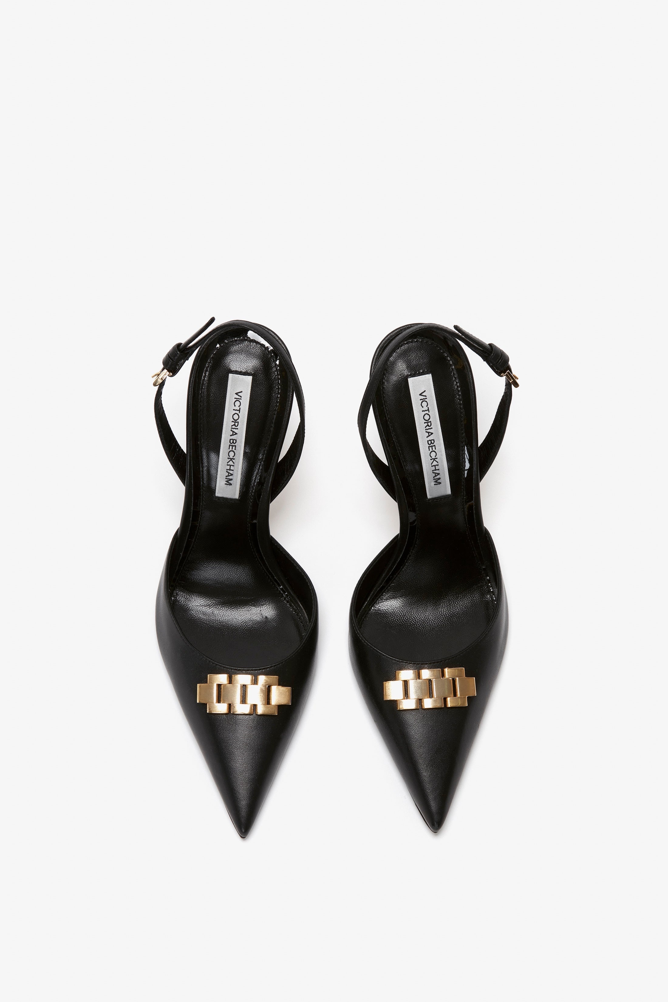 Pointy Toe Sling back in Black Calf - 4